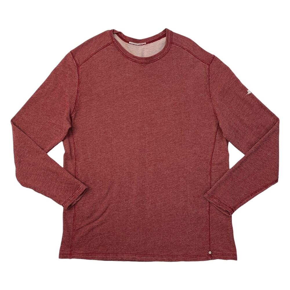 Tommy Bahama Sweater Mens L Large Rich Red Sea Spray Crew Neck Terry Cotton